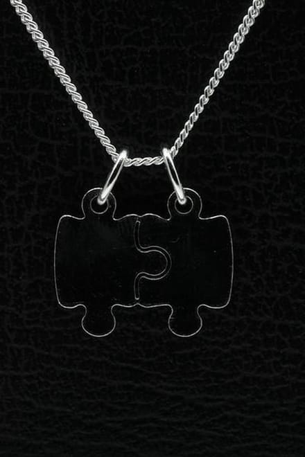 Zilveren Puzzelstuk ketting hanger - middel