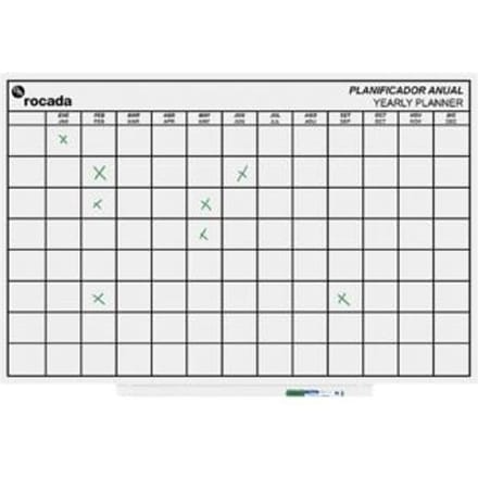 Rocada whiteboard - Skinplanner - 75x115cm - wit gelakt - maandverdeling
