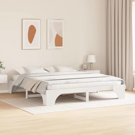 vidaXL - Bedframe - Wit - 200 - x - 200 - cm - Massief - grenenhout