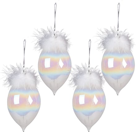Clayre & Eef Kerstbal Set van 4 Overig Ø 8 cm Wit Glas Kerstballen