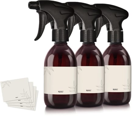 Oputec 3x 300ml sprayflessen – bruin – lege sprayflessen met ergonomische sproeikop