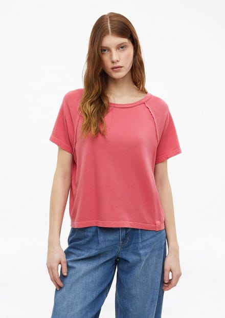s.Oliver - female - T-shirt met kledingstukverf en open randen