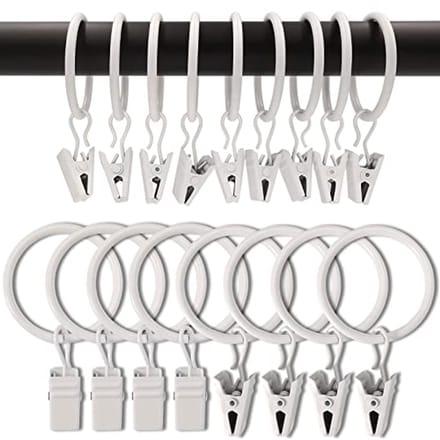 Gordijnringen met Clips - Set van 90 - 3,2 cm Binnendiameter - Witte Clips voor Gordijnen