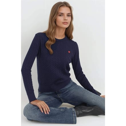 Vlechtbrei Sweater met Hartdetail