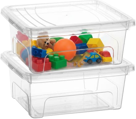 Plasticforte Opslagbox Easy met deksel - 2x - 2.6 Liter - 23 x 19 x 10 cm - transparant - kunststof