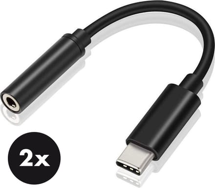 High Quality Digital USB-C naar 3.5mm AUX Audio Adapter met DAC - Set van 2 - Zwart - Staza