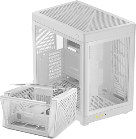 Gaming PC Behuizing met Dubbele Kamer en Gehard Glas - Verticale of Horizontale Stand