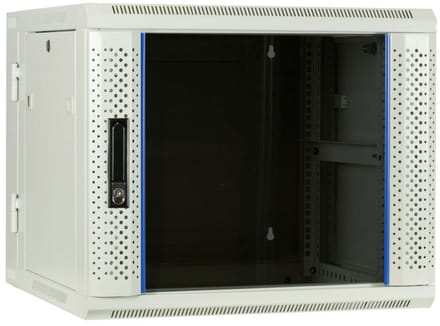 DSIT 9U witte wandkast (kantelbaar) met glazen deur 600x600x500mm (BxDxH) - serverbehuizing - serverrack - serverkast - 19 inch