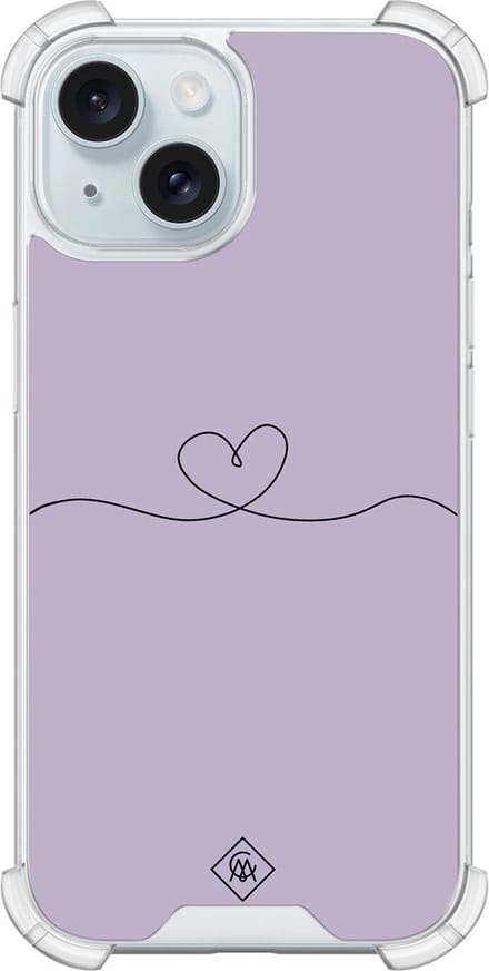 Casimoda® hoesje - Geschikt voor iPhone 14 - Hart Lila - Shockproof case - Extra sterk - Siliconen/TPU - Paars, Transparant