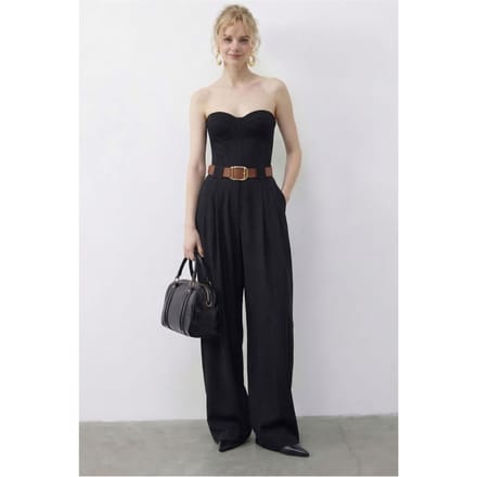 Hoge Taille Wijde Leg Palazzo Broek met Riem