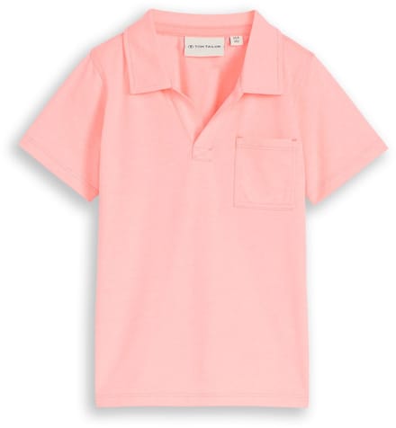 Tom Tailor - Zwaar jersey poloshirt met borstzak - Maat 104/110 - soft neon pink