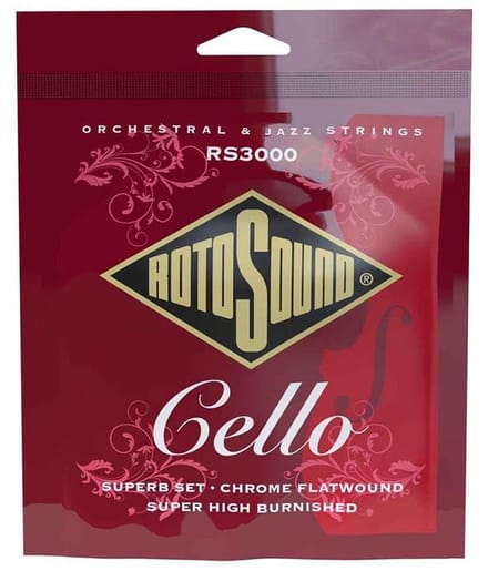 Rotosound RS3000 string set cello 4/4 chrome flatwound, super high burnished