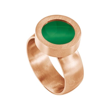 Quiges RVS Schroefsysteem Ring Rosegoudkleurig Mat 16mm met Verwisselbare 12mm Mini Munt - SLSRS52416