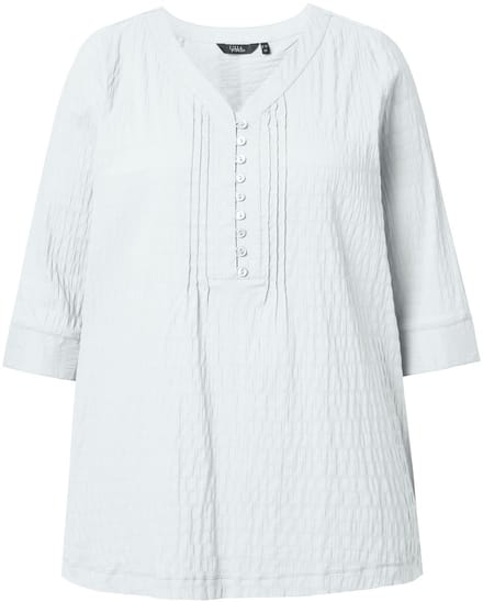 Ulla Popken - Dames - Tuniek bubble-materiaal 3/4-mouwen - Sneeuwwit - Maat 62+
