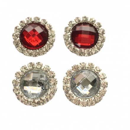 2 paar Set Clip Oorbellen 1.5 cm Rood Wit