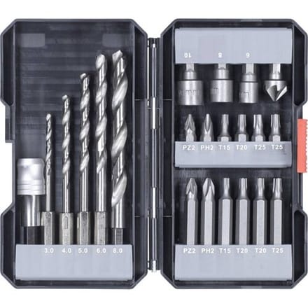 kwb 108805 Boor- en bitassortiment 22-delig Metaal 3 mm, 4 mm, 5 mm, 6 mm, 8 mm