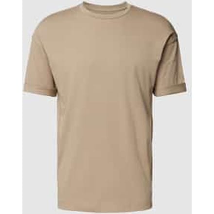 T-shirt met geribde ronde hals, model 'THILO'