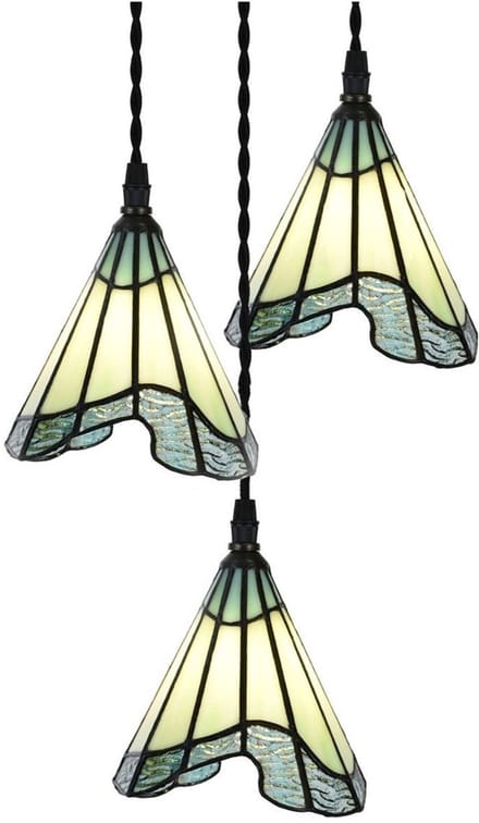 3 lichts kroonluchter met Bohemian glaskapjes - Art Deco Trade
