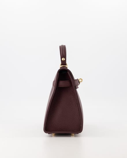 Handtas - Juliet - bordeaux rood - Echt leer - Goudkleurig