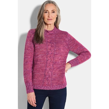 Tricot pullover met kabelpatroon - bessen / gedess. - Gr. 50 van Goldner Fashion