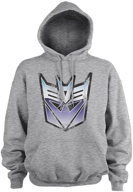 Transformers Distressed Decepticon Shield Hoodie Heathergrey