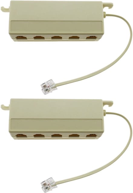 Dailygoody - Telefoon Splitter - Rj11 6P4C - Vijfweg Adapter - Beige