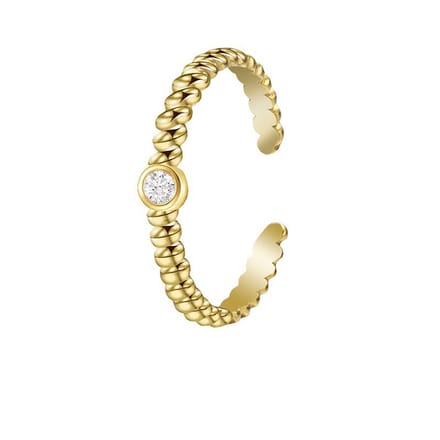 WeLoveSilver - damesring - goudkleurig - twist - rond kristal - 6cm