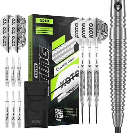 KOTO – Sting Silver Torpedo - 90% Tungsten - Dartpijlen - 24 Gram - Zilver - Steeldarts