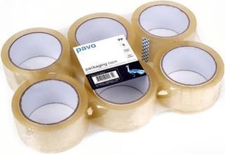 Verpakkingsplakband Transparant 50mm x 66m pak 6 rollen