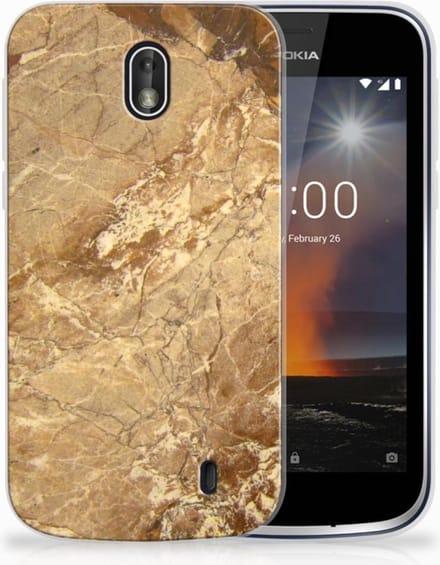 Nokia 1 TPU Siliconen Hoesje Marmer Creme