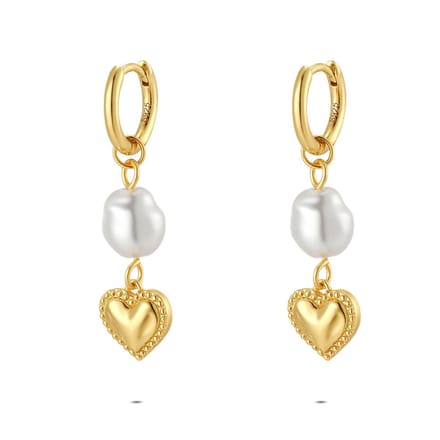 Twice As Nice oorbellen in zilver, parel en hartje Goudkleurig