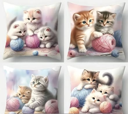 4 stukken Adorable Kitten Throw Pillow Covers