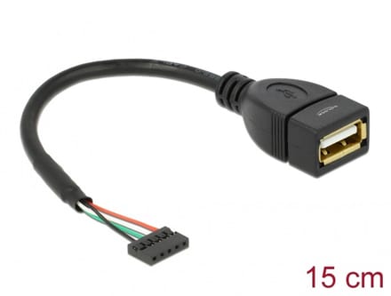 Delock Cable USB 2.0 pin header female 2.00 mm 5 pin > USB 2.0 Type-A female 15 cm
