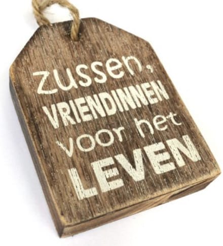 Hanger / label / met de tekst; Zussen, vriendinnen voor het leven / Natural