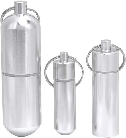 3 stuks mini pillendoosje - aluminiumlegering - afdichting - tabletbox - sleutelring - outdoor - reizen - camping