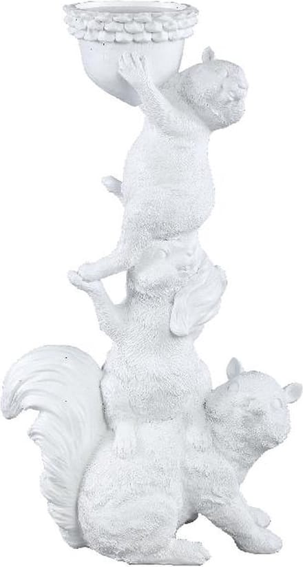 PTMD Jump Kandelaar Eekhoorn - 29 x 17 x 50 cm - Polyresin - Wit