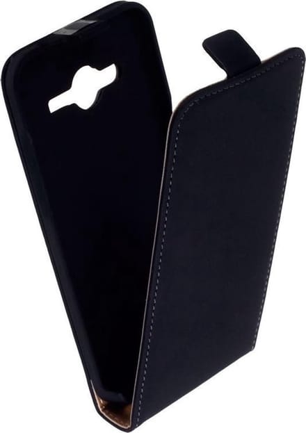 LELYCASE Lederen Samsung Galaxy Core 2 Flip Case Cover Hoesje Zwart