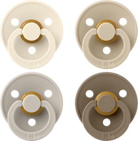 BIBS – Fopspenen - Colour – 4 Pack – Rond - Ivory/Sand/Vanilla/Dark Oak – Maat 2