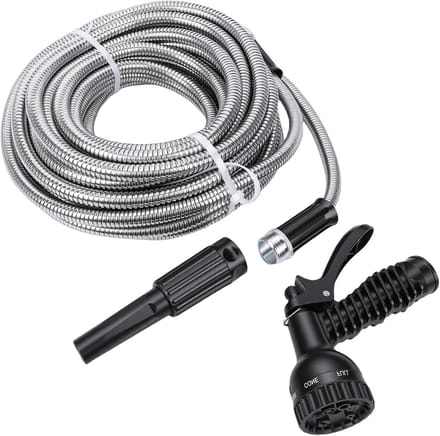 Metalen Tuinslang - Flexibele Waterslang - Gazon Besproeien - Lichtgewicht Uitbreidbaar - 100FT - Zilver