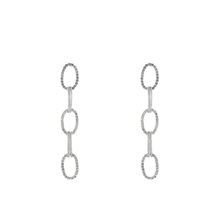 Day&Eve by Go Dutch Label Oorknoppen Ovaal Link Witte Stenen Zilver