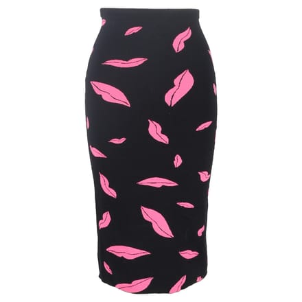 Diane Von Furstenberg midi-rok met lippenprint, aansluitend model, in veelkleurig polyester