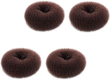 Mini Haar Donuts voor Kleine en Dunne Haartjes - Donkerbruin (4 Stuks)