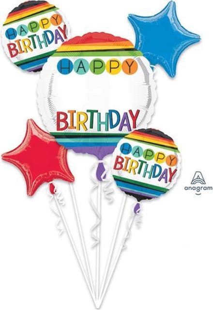 Boeket "Regenboog Birthday Personalize It!" FolieBallonnen