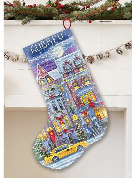 Leti Stitch Winter Townhouse Stocking borduren (pakket) L8085