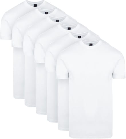 Suitable Obra T-Shirt Hoge ronde Hals Wit 6-Pack - Maat L - Heren - Basic T-shirt - Ondershirt