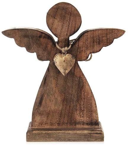Orion MANGO - Houten Kerstengel - 27x30 cm - Decoratief - Cadeau-idee