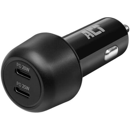 ACT 2-poorts USB-C Fast Charge Autolader 45w met Power Delivery AC2200