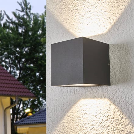 Lucande LED buiten wandlamp Merjem, 10 cm, up/down, IP54