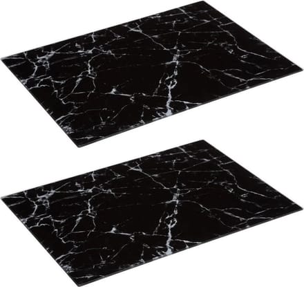 Secret de Gourmet Snijplank marmer print - 2x - glas - 40 x 30 cm - serveerplank/hapjes plank