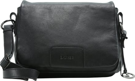 L.CREDI Leren schoudertas Eva Flapbag Black zwart